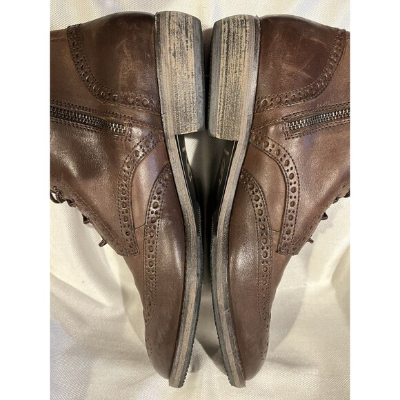 Andrew Marc Wingtip‎ Brown Leather Lace Up Ankle Boots w/ Zipper Men 9.5 C99-112 - Picture 10 of 16